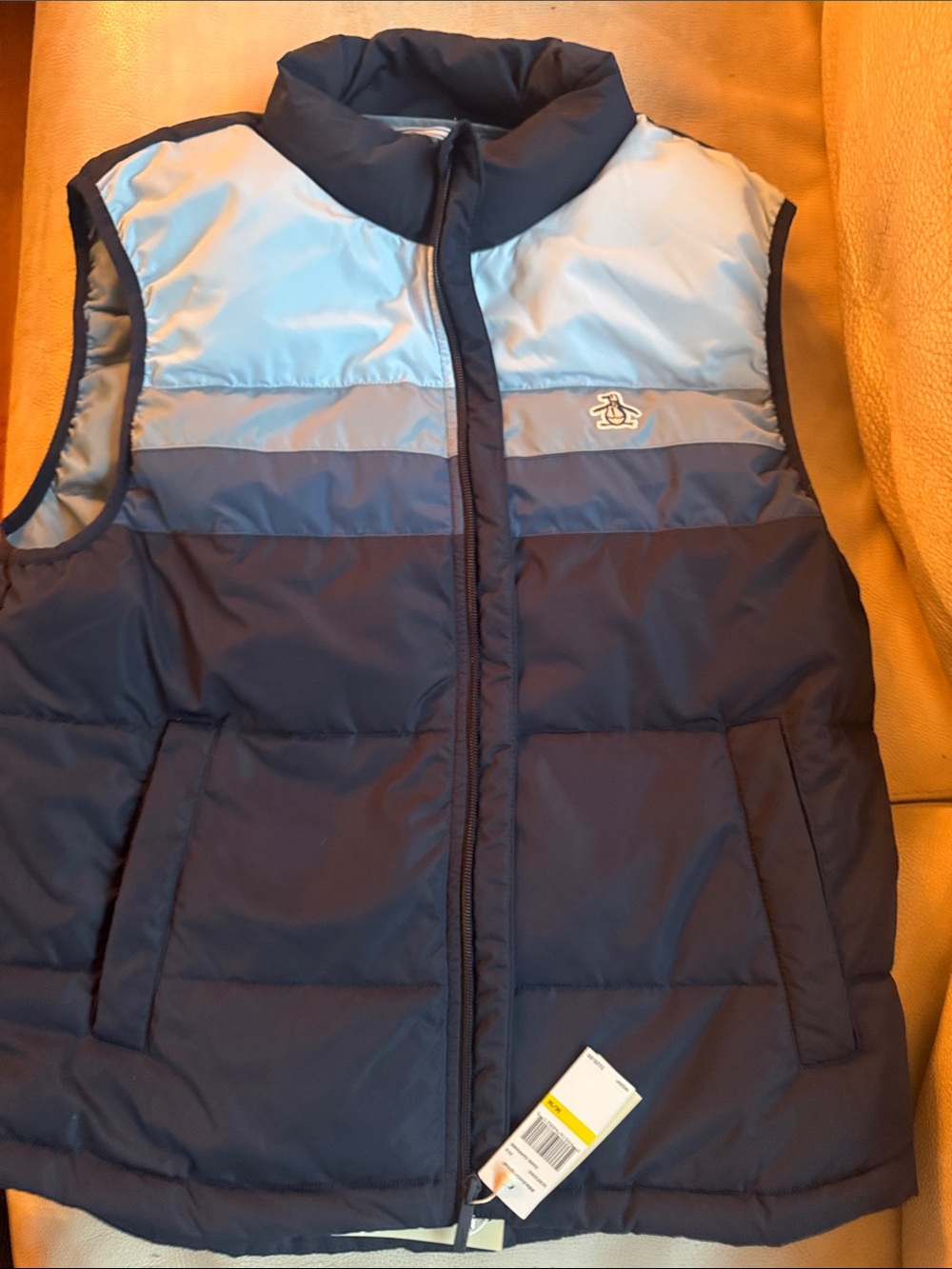 Original Penguin Navy and Light Blue Quilted Puffer Vest